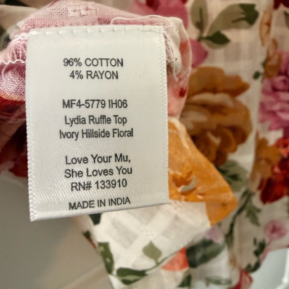 Floral Ruffle Button-Front Top in Multi Pink - Picture 6 of 6